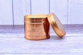 Luxury candles that create a wonderful ambience in any room. Rose Gold Candle Tins Beautifully Handcrafted