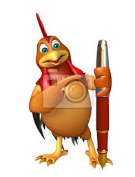 Its time to draw cute things. Cute Chicken Cartoon Figur Mit Stift Fototapete Fototapeten Studieren Toon Nutztiere Myloview De
