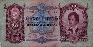 Hungary Fifty Pengo Banknote From 1932 Bank Notes Hungary Vintage World Maps