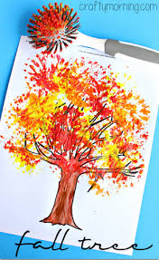 Fall Tree Craft Using A Dish Brush Crafty Morning Fall Crafts For Kids Autumn Leaves Craft Fall Crafts