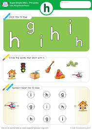 Sometimes you can find a character whose name starts with the letter that you need. Letter Recognition Phonics Worksheet H Lowercase Super Simple