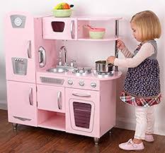 Amazon Com Kidkraft Pink Vintage Kitchen Kids Pretend Play Set And Accessories 53179 Toys Ga Kidkraft Vintage Kitchen Wooden Play Kitchen Vintage Kitchen