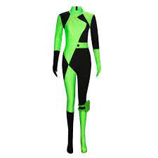 Shego Costume Bodysuit Kim Possible Cosplay Outfits Zipper Halloween  Jumpsuit 