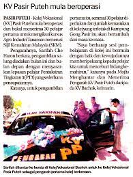 Kolej vokasional melaka tengah 42. Kolej Vokasional Pasir Puteh Kelantan