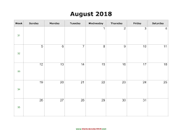 Blank August 2018 Calendar Printable Calendar Printables Calendar 2019 Printable August Calendar