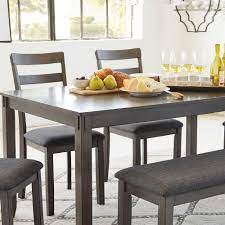This beautiful wooden dining set constitutes a perfect proposition for all. Signature Design By Ashley Bridson 6 Piece Rectangular Dining Set In Gray Nebraska Furniture Mart