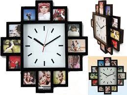 Black 12 Multi Photo Picture Wall Clock Aperture Frame Time Collage Modern Analo Ebay Wall Clock With Pictures Picture Frame Clock Frames On Wall