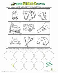 Headed on a family camping trip? Camping Bingo Worksheet Education Com Travel Bingo Preschool Travel Camping Bingo