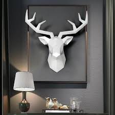 New 3d Abstract Deer Head Wall Mount Head Faux Animal Heads Home Decor Modern Nordic Faux Taxider Ciervo Geometrico Decoracion De Pared Decoracion De Unas
