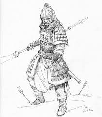 Ancient Chinese Soldier Morning Warm Up Sketch Drawing Pencil Sketchbook Art China Chinese His Ancient Chinese Characters Ancient Armor Warrior Drawing