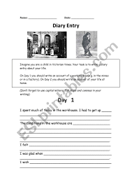 victorian diary entry esl worksheet by sknights