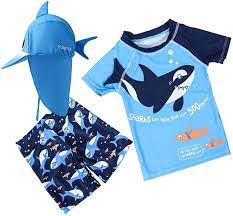 Enjoy lasting quality & the perfect fit. Buy Baby Toddler Boys Two Pieces Swimsuit Set Shark Bathing Suit Rash Guards Swimwear With Hat Upf 50 Online In Turkey B085rf3p3r