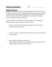 Pedigree Chart Worksheet Name Date Pedigree Charts