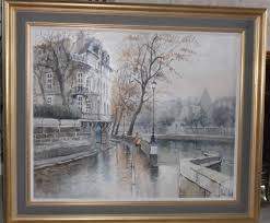 A Nice Oil Board A Parisienne Scene By An Artist Named Van Lod Or Van Lad A Very Retro Style With Two Figures Walking Painting Sacred Geometry Artist Names