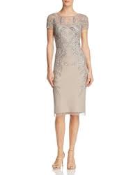 Adrianna Papell Leafy Embellished Cocktail Dress Platinum Womens Cocktail Dresses Embellished Cocktail Dress Cocktail Dress