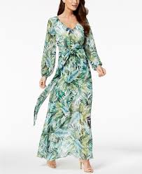 Nine West Printed Faux Wrap Maxi Dress Created For Macy S Dresses Women Macy S Maxi Wrap Dress Wrap Maxi Dress Long Sleeve Maxi Dress