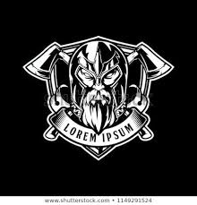 Black And White Warriors Logo Find Warrior Viking With Shield And Ribbon Black And White Vector Logo Template Stock Vectors And Millions Of Other Royalty Free Stock Photos Illustrations An