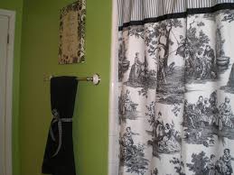 Black And White Bathroom Window Curtains Lime Green Bathroom With Black White And Red Accents The Toile Shower Curtain Came Before The Bathroom Make Ov White Kitchen Curtains Curtains Black Curtains