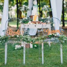 Bride Groom Chair Signage For Your Wedding Decoration Hiaskan Meja Makan Wooden Wedding Guest Book Wedding Hangers Personalized Bridal Hangers Personalized