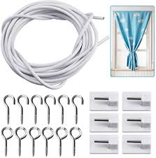 Durch die doppelläufigkeit kann man den verdunklungsvorhang und dekorvorhang voneinander. Amazon De Golrisen Vorhangdraht Weiss Vorhangseile 5m Gardinenseil Set Mit 6 Paar Haken Osen Und 6