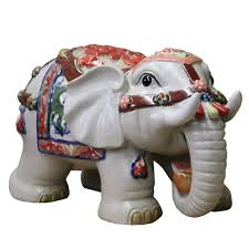 Ceramic Elephant Trunk Holding Ingot Character Decor Figure Cs4436s Ceramic Elephant Elephant Figures Elephant Trunk