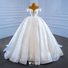 Es warten täglich neue spiele auf dich auf spielaffe.de! Luxus Herrlich Weiss Satin Hochzeits Brautkleider Hochzeitskleider 2021 Ballkleid Durchsichtige Off Shoulder Tiefer V Ausschnitt Kurze