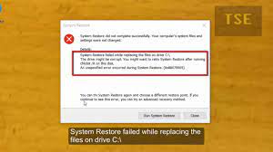 System Restore Failed While Replacing The Files On Drive C An Unspecified Error 0x80070005 Occurred Youtube