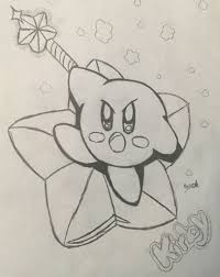 My Best Kirby Drawing Holding The Star Rod On A Warp Star Kirby Art Cool Drawings Kirby
