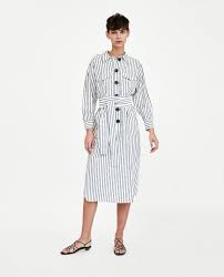 image 1 of striped linen dress from zara 柄ワンピース ファッション レディース ファッション