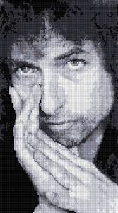 Bob Dylan Cross Stitch Portrait Chart Pdf Easy Chart With One Color Sheet And Regular Chart Two Charts In One Ponto Cruz Trabalhos Manuais Moraes