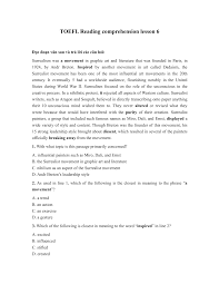 Indicate if the sentences are correct (c) or incorrect (i). Toefl Reading Comprehension Lesson 6