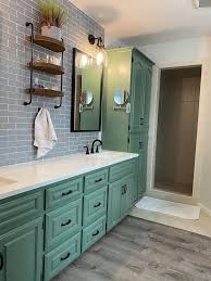 Master Bathroom Makeover Sherwin Williams Privilege Green Paint The Happy Farmhouse
