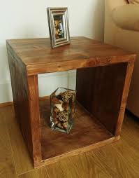 Rustic Chunky Solid Wood Cube Table Coffee Side End Lampstand 17 Inch 45cm Cube Table Oak Coffee Table Coffee Table