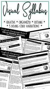 Create An Eye Catching Visual Syllabus With This Pack Of Editable Templates Includes 5 Double Sided Syllabus Template Syllabus Middle School English Classroom
