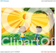 Or, conversely, the sunrise/sunset indicates that the sun is just below the horizon facing the observer, and therefore any you think they stand long enough that perfectly still for a long exposure required to get the stars? Cartoon Of A Boy And Girl Watching The Sunset While Standing Under A Tree Royalty Free Vector Clipart By Graphics Rf 1187567