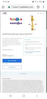 4.7 out of 5 stars. Toys R Us Rbc Rewards 10 Statement Credit When You Spend 50 Includes Babies R Us Ymmv Redflagdeals Com Forums