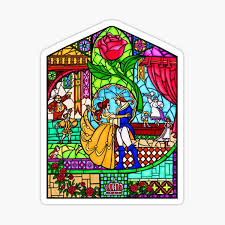 Colorful and black and white illustration of gothic stained glass window. Fairytale Stickers Redbubble