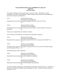 THE CORPORATION OF THE TOWNSHIP OF JOCELYN MINUTES January 8, 2019 The  regular meeting of Council was held