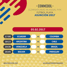 Eliminatorias conmebol, cuando inician eliminatorias al mundial catar, fixture de eliminatorias a catar, agencias en colombia para eliminatorias a catar, cuanto vale ir al partido. Beachsoccerworldwide On Twitter Eliminatorias Conmebol A La Copa Mundial De Futbol Playa De La Fifa Asuncion 2017 Fifabeachsoccer Worldcup Qualifier Begin In 6 Hours Https T Co K12d1glhfo