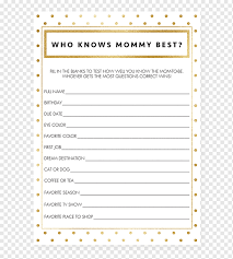 Every baby shower needs a few games but finding ones your guests want to play is hard. Baby Shower Mother Trivia Game Quiz Baby Shower Cards Collection Frame Game Text Infant Png Pngwing