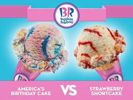 Flavor Face Off America S Birthday Cake Or Strawberry Shortcake What S Your Favorite Flav Baskin Robbins Ice Cream Cake Chocolate Fudge Sauce Ice Cream Cart