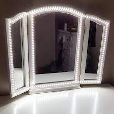 Fenchilin lighted makeup mirror is a bigger vanity mirror that fits the size of your dressing table，14.5long by 18.5 high；strong, solid feel with metal frame and base, built to withstand heavy use on your dressing desk. 4m Long Led Vanity Mirror Lights Dimmable 60 Leds Makeup Mirror Light Kits For Vanity Table Bathroom Dressing Room Led Strips Aliexpress