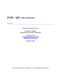 Pdf Pom Qm For Windows Software For Decision Sciences Quantitative Methods Production And Operations Management Adriana Espinosa Academia Edu