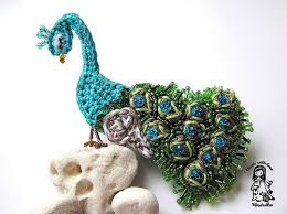 Beautiful Bead And Crochet Peacock Brooch Brooch Diy Crochet Art Beautiful Crochet