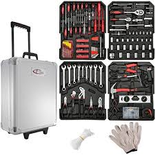 Tectake 599 Pieces Boite A Outils En Chrome Vanadium Rangement Fonctionnel Sur 4 Niveaux Poignee Telescopique A Double Reglage En Hauteur En 2020