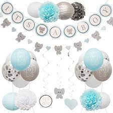 See more ideas about baby shower, baby shower themes, elephant baby showers. Elephant Baby Shower Decorations For Boy By Baby Nest Designs Blue Baby Shower Backdrop With Balloons Its A Boy Banner Paper Hanging Decorations And More Party Decor Gender Reveal Decorations Price In