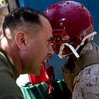 U.S. Marine Corps 1st. Sgt. Michael D. Stout, left,