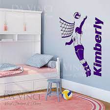 Volleyball Player Decal Girl Custom Name Wall Personalized Vinyl Sticker Decor Volleyball Bedroom Personalised Vinyl Stickers Volleyball Room