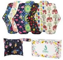Reusable Menstrual Pads (7 in 1, 10in*7in), PHOGARY Bamboo Cloth Pad for Heavy Flow with Wet Bag, Large Sanitary Pads Set with Wings for Women, ...