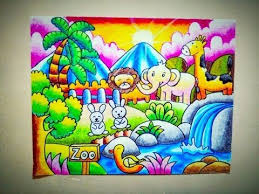 How To Draw Zoo Cara Mewarnai Gradasi Crayon Oilpastel Tema Kebun Binatang Youtube Kebun Binatang Gambar Hewan Seni Krayon
